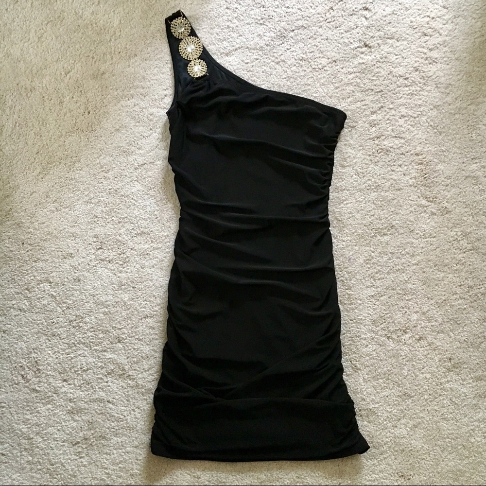 One Shoulder Black Dress